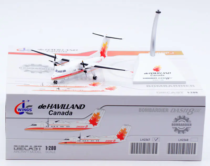 Collectible Diecast Aircraft Model Bombardier Dash8-Q100 LH2367 JC Wings 1:200 De Havilland Canada Reg: C-GGPJ
