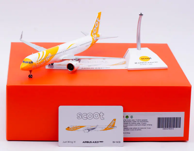 Collectible Diecast Aircraft Model Airbus A321neo EW221N013 JC Wings 1:200 Scoot Airlines Reg: 9V-NCB