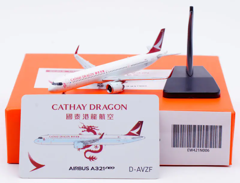 Collectible Diecast Aircraft Model Airbus A321NEO EW421N006 JC Wings 1:400 Cathay Dragon Reg: D-AVZF