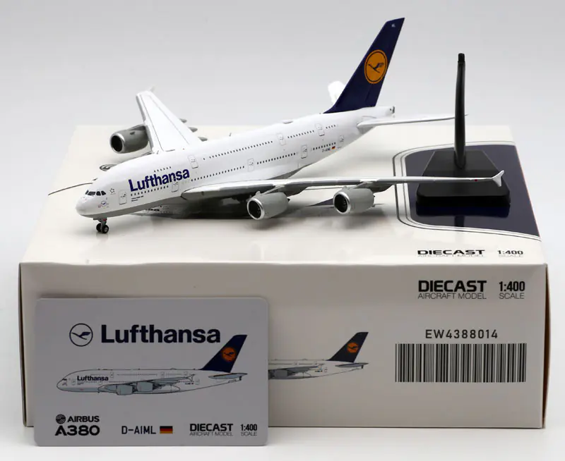 Collectible Diecast Aircraft Model Airbus A380 EW4388014 JC Wings 1:400 Lufthansa Airlines Reg: D-AIML