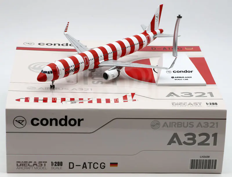 Collectible Diecast Aircraft Model Airbus A321 LH2408 JC Wings 1:200 Condor Airlines "Red" Reg: D-ATCG