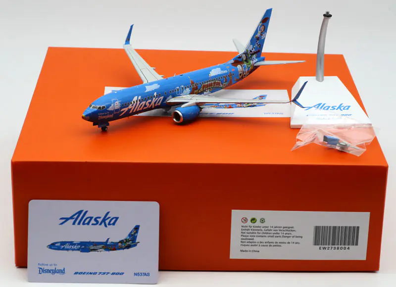 Collectible Diecast Aircraft Model Boeing B737-800 EW2738004 JC Wings 1:200 Alaska Airlines Reg: N537AS