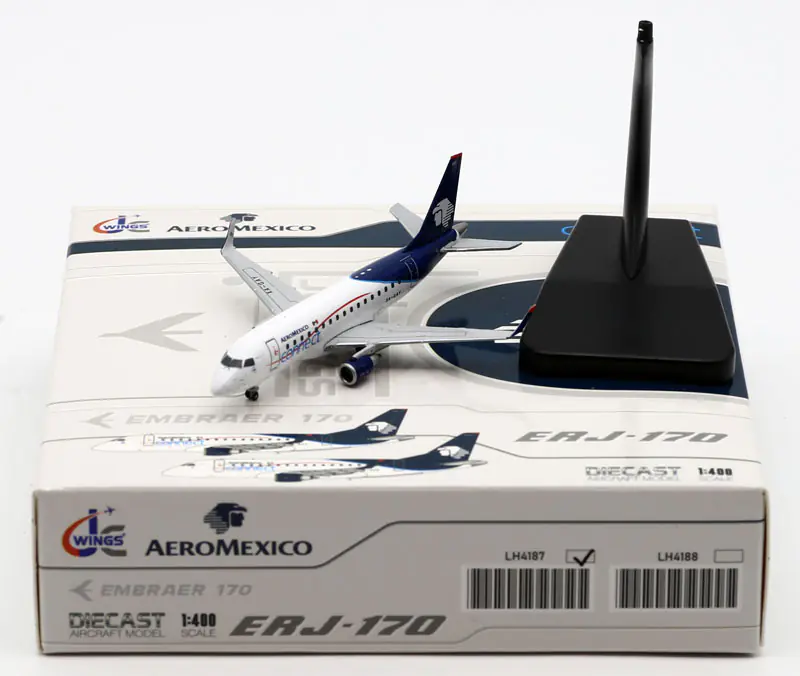 Collectible Diecast Aircraft Model Embraer ERJ-170 LH4187 JC Wings 1:400 Aeroméxico Connect Reg: XA-GAY