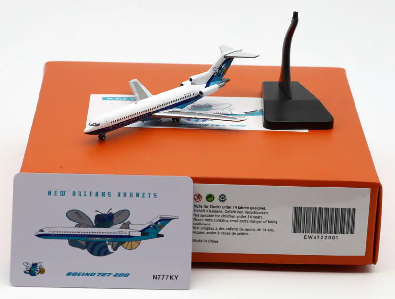 Collectible Diecast Aircraft Model Boeing B727-200 EW4722001 JC Wings 1:400 New Orleans Hornets Reg: N777KY