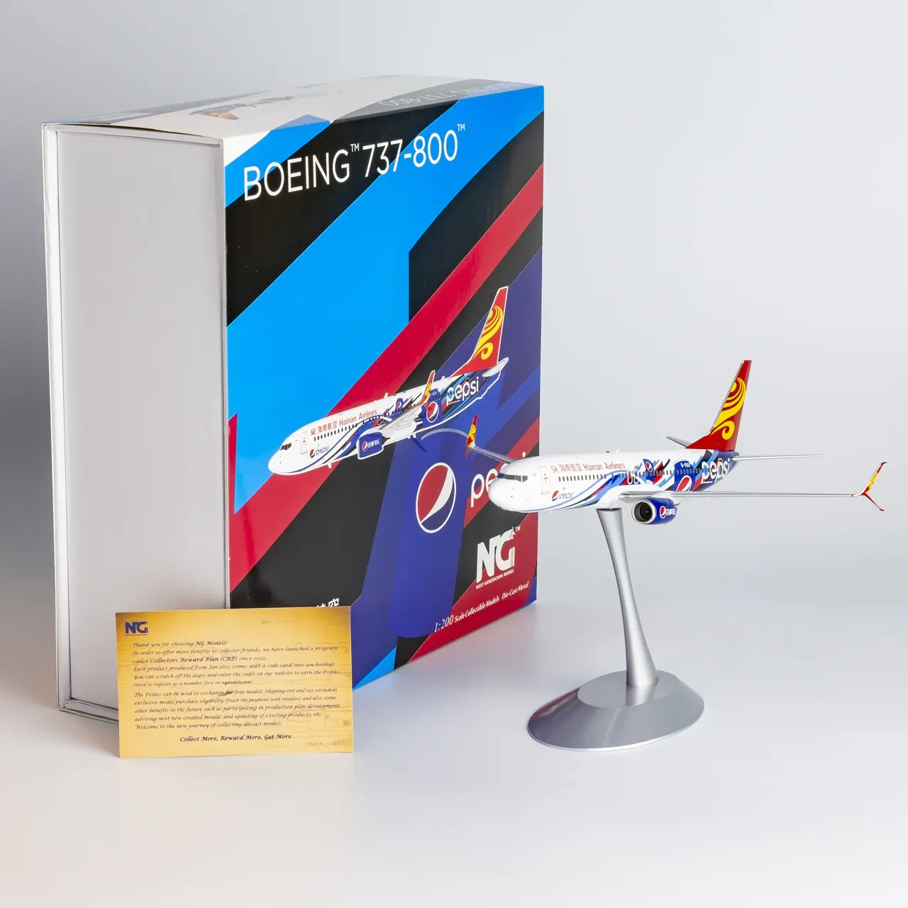 Collectible Diecast Aircraft Model Boeing B737-800 08002 NG Models 1:200 Hainan Airlines Reg: B-1501