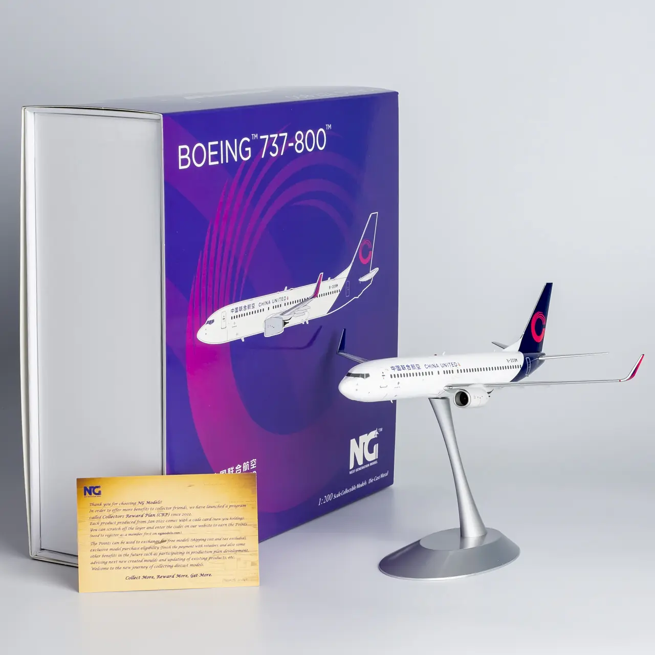 Collectible Diecast Aircraft Model Boeing B737-800 08039 NG Models 1:200 China United Airlines Reg: B-209M