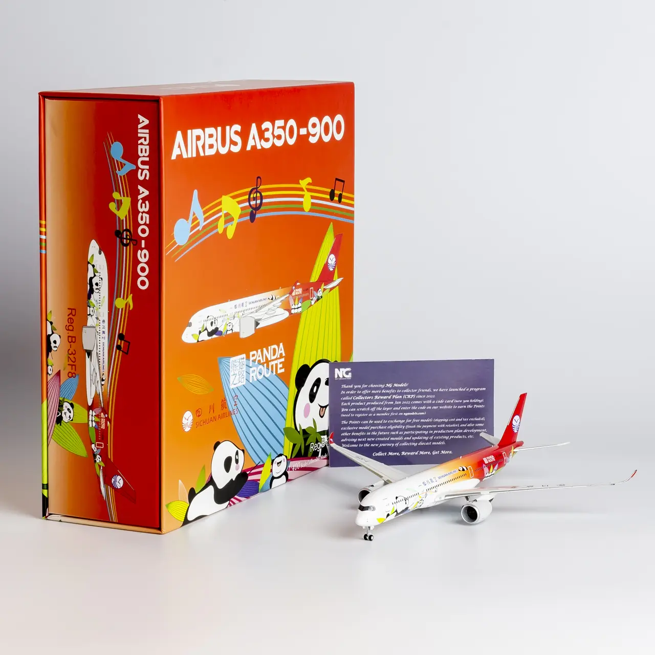Collectible Diecast Aircraft Model Airbus A350-900 39055 NG Models 1:400 Sichuan Airlines Panda Route(ULTIMATE) Reg: B-32F8