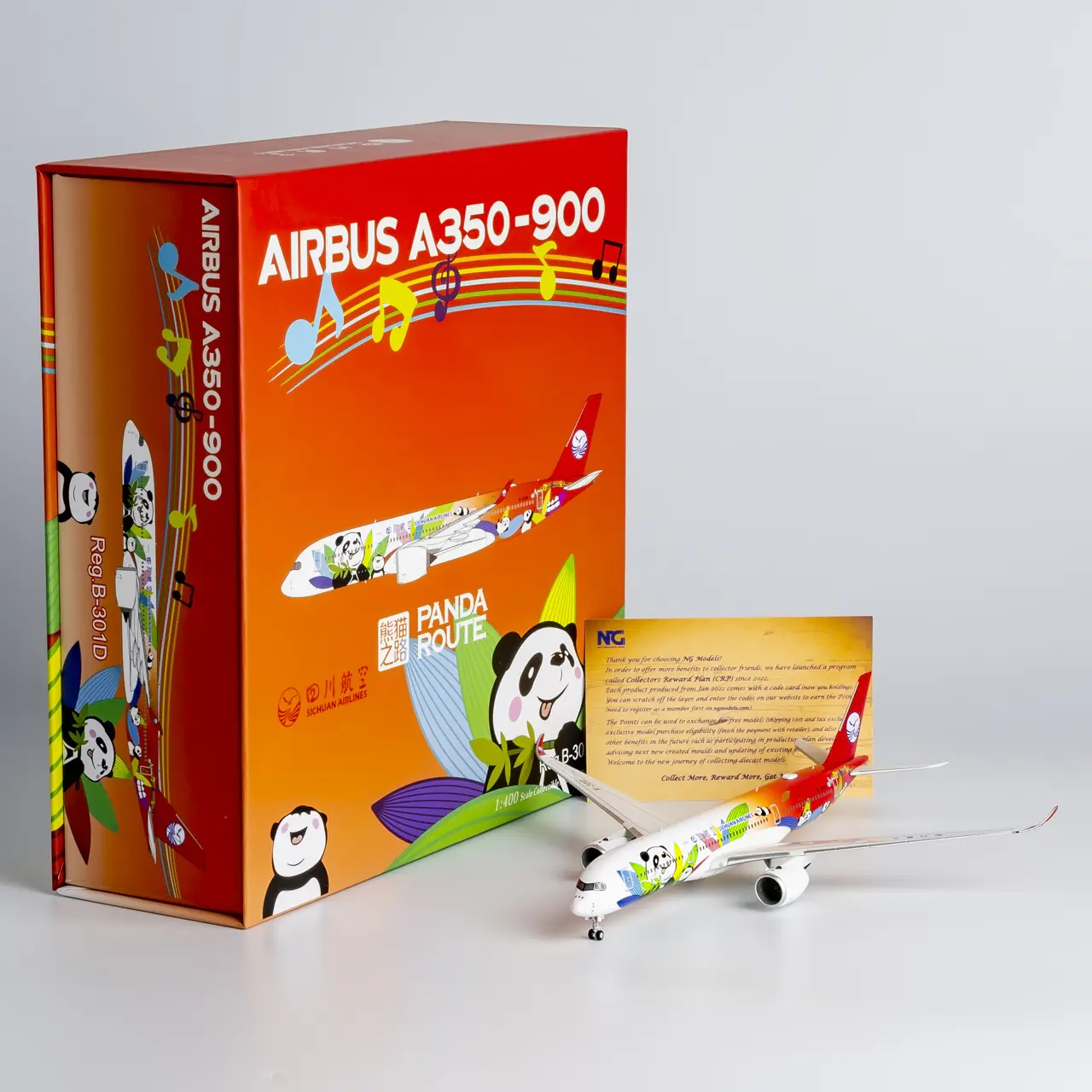 Collectible Diecast Aircraft Model Airbus A350-900 39056 NG Models 1:400 Sichuan Airlines Panda (ULTIMATE) Reg: B-301D