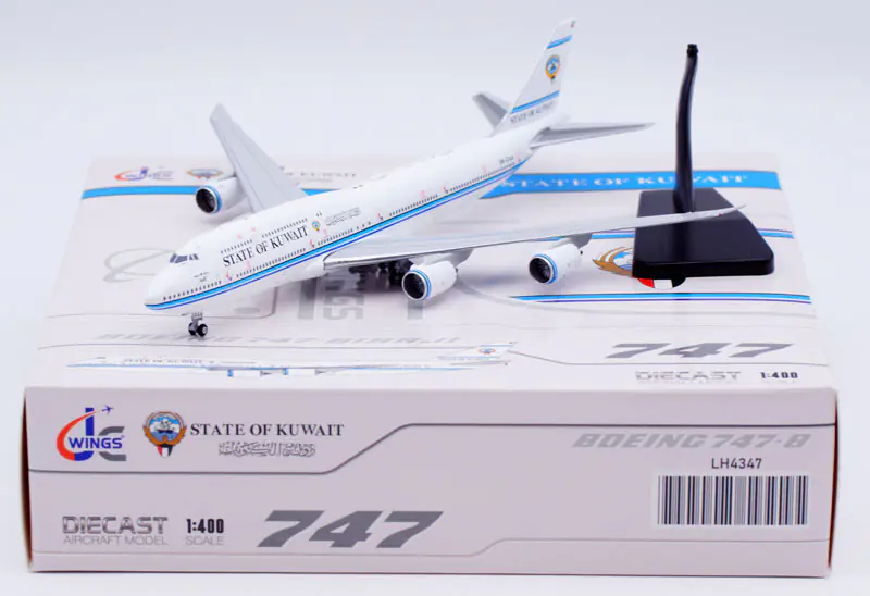 Collectible Diecast Aircraft Model Boeing B747-8(BBJ) LH4346 JC Wings 1:400 State of Kuwait Reg: 9K-GAA