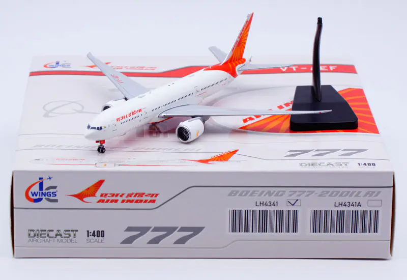 Collectible Diecast Aircraft Model Boeing B777-200(LR) LH4341 JC Wings 1:400 Air India Reg: VT-AEF
