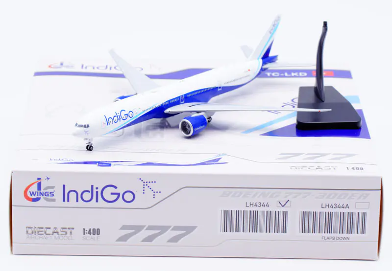 Collectible Diecast Aircraft Model Boeing B777-300ER LH4344 JC Wings 1:400 IndiGo Airlines Reg: TC-LKD