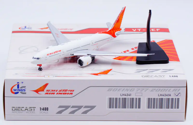 Collectible Diecast Aircraft Model Boeing B777-200(LR) LH4341A JC Wings 1:400 Air India Reg: VT-AEF Flaps Down
