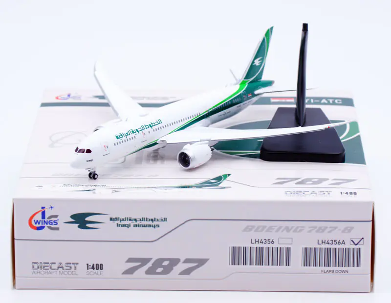 Collectible Diecast Aircraft Model Boeing B747-8 LH4356A JC Wings 1:400 Iraqi Airways Reg: YI-ATC Flaps Down