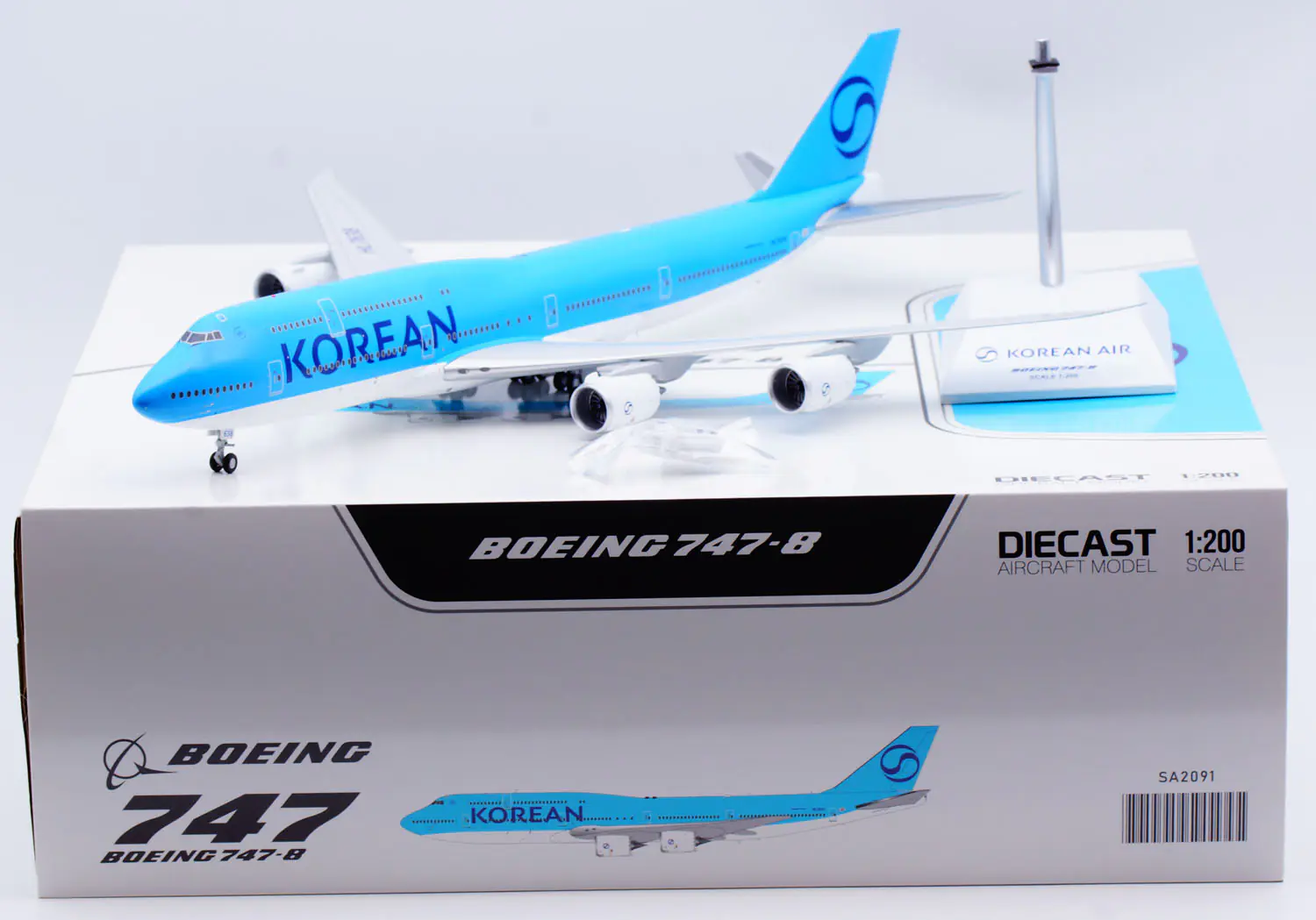 Collectible Diecast Aircraft Model Boeing B747-8 SA2091 JC Wings 1:200 Korean Air Reg: HL7638