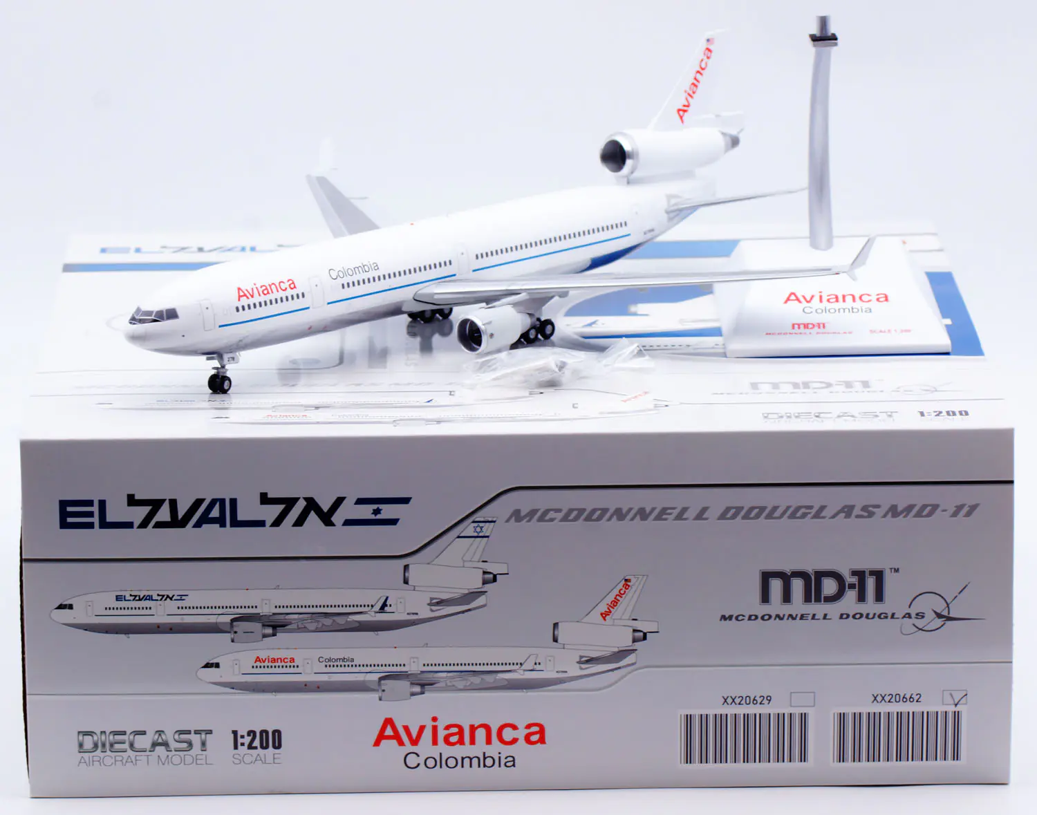 Collectible Diecast Aircraft Model McDonnell Douglas MD-11 XX20662 JC Wings 1:200 Avianca Colombia Reg: N278WA