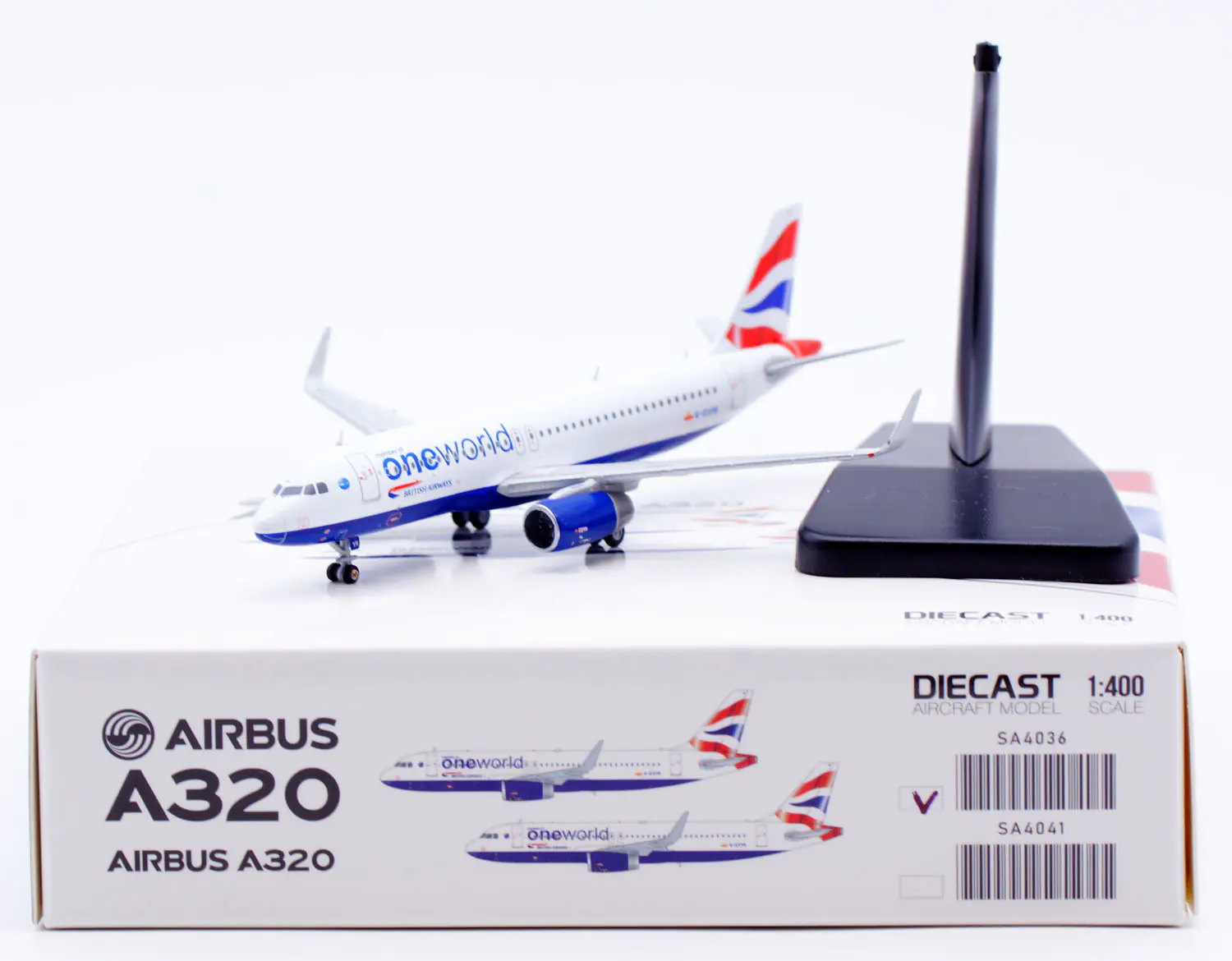 Collectible Diecast Aircraft Model Airbus A320 SA4036 JC Wings 1:400 British Airways Reg: G-EUYR