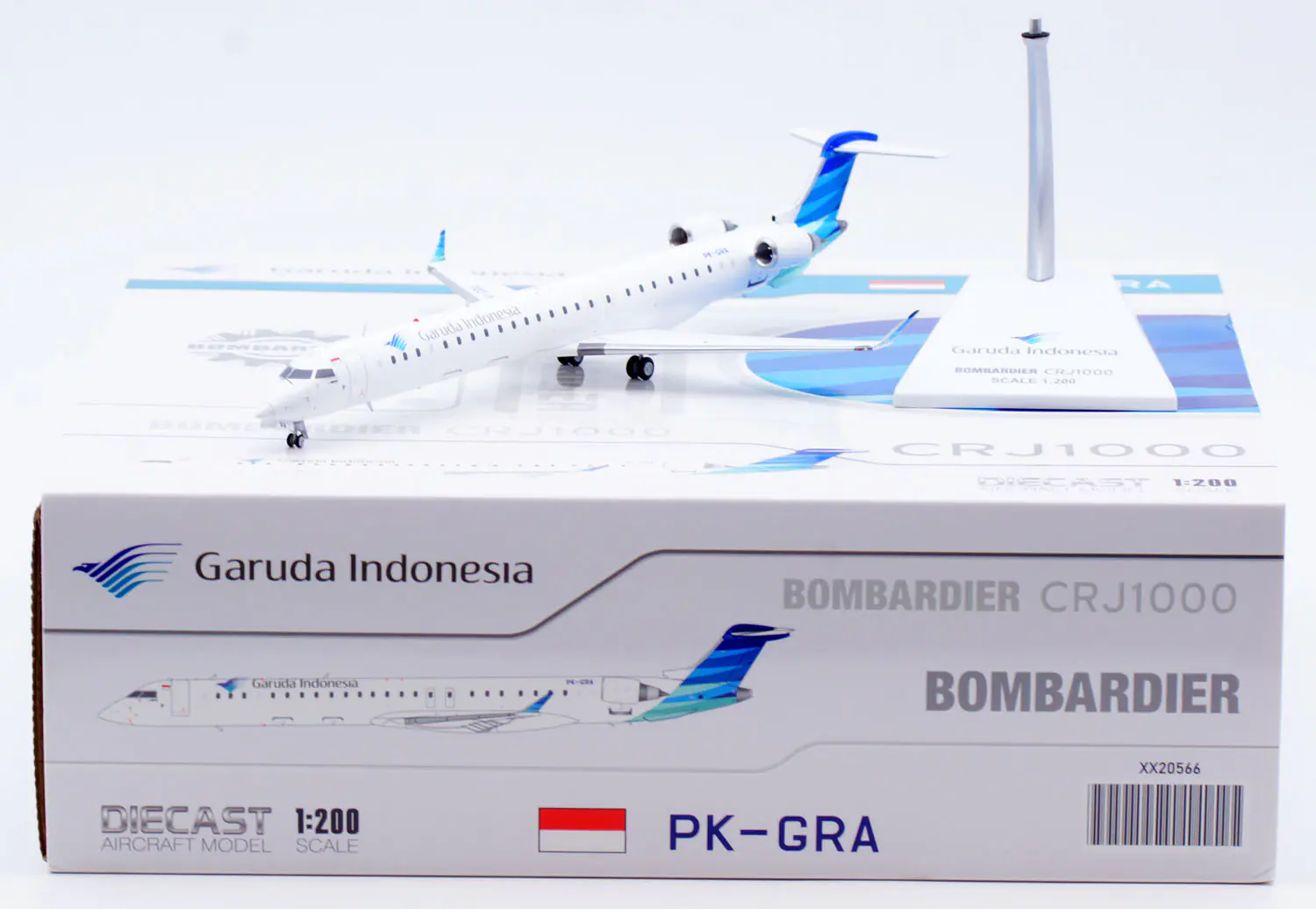 Collectible Diecast Aircraft Model Bombardier CRJ-1000 XX20566 JC Wings 1:200 Garuda Indonesia Reg: PK-GRA