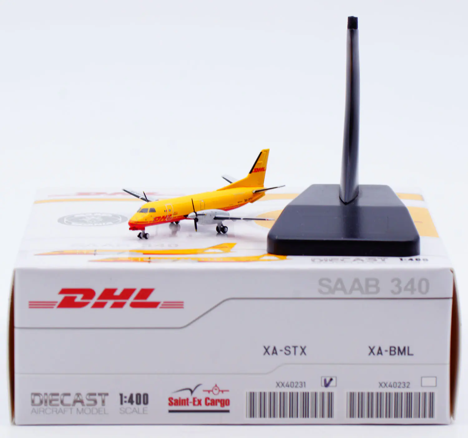 Collectible Diecast Aircraft Model Saab 340A(F) XX40231 JC Wings 1:400 DHL Reg: XA-STX