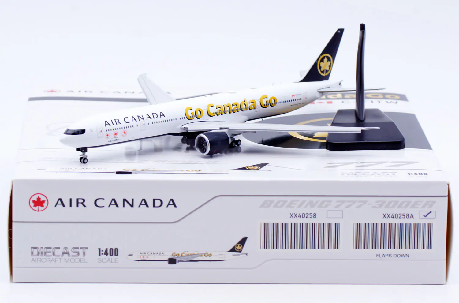 Collectible Diecast Aircraft Model Boeing B777-300ER XX40258A JC Wings 1:400 Air Canada Reg: C-FITW Flaps Down