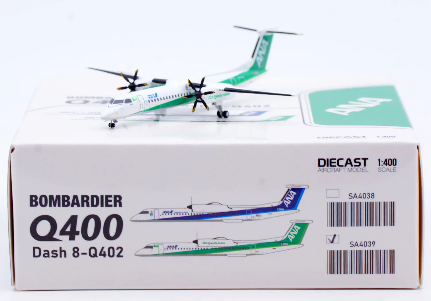 Collectible Diecast Aircraft Model Bombardier Dash 8-Q400 SA4039 JC Wings 1:400 ANA All Nippon Airways Reg: JA858A