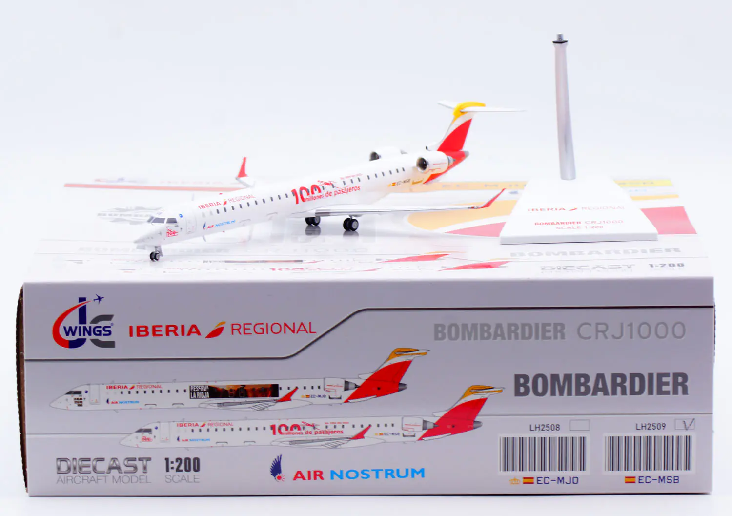 Collectible Diecast Aircraft Model Bombardier CRJ-1000 LH2509 JC Wings 1:200 Iberia Regional Reg: EC-MSB