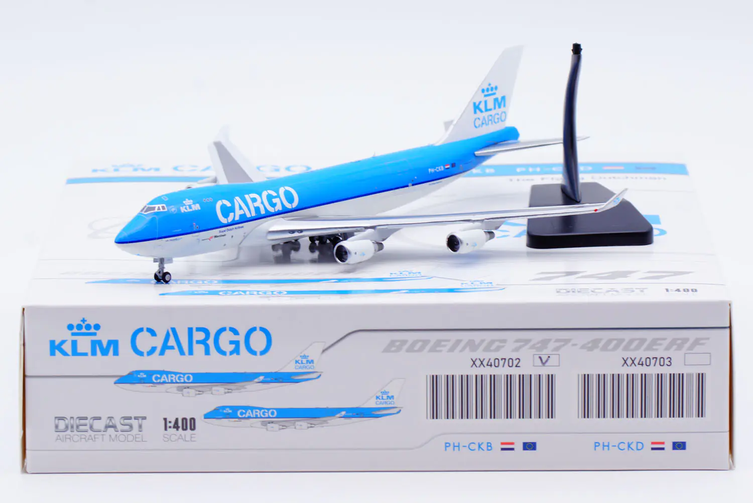 Collectible Diecast Aircraft Model Boeing 747-400F XX40702 JC Wings 1:400 KLM Cargo Reg: PH-CKB