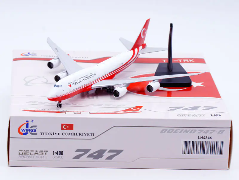 Collectible Diecast Aircraft Model Boeing B747-8(BBJ) LH4346 JC Wings 1:400 Turkey Government Reg: TC-TRK