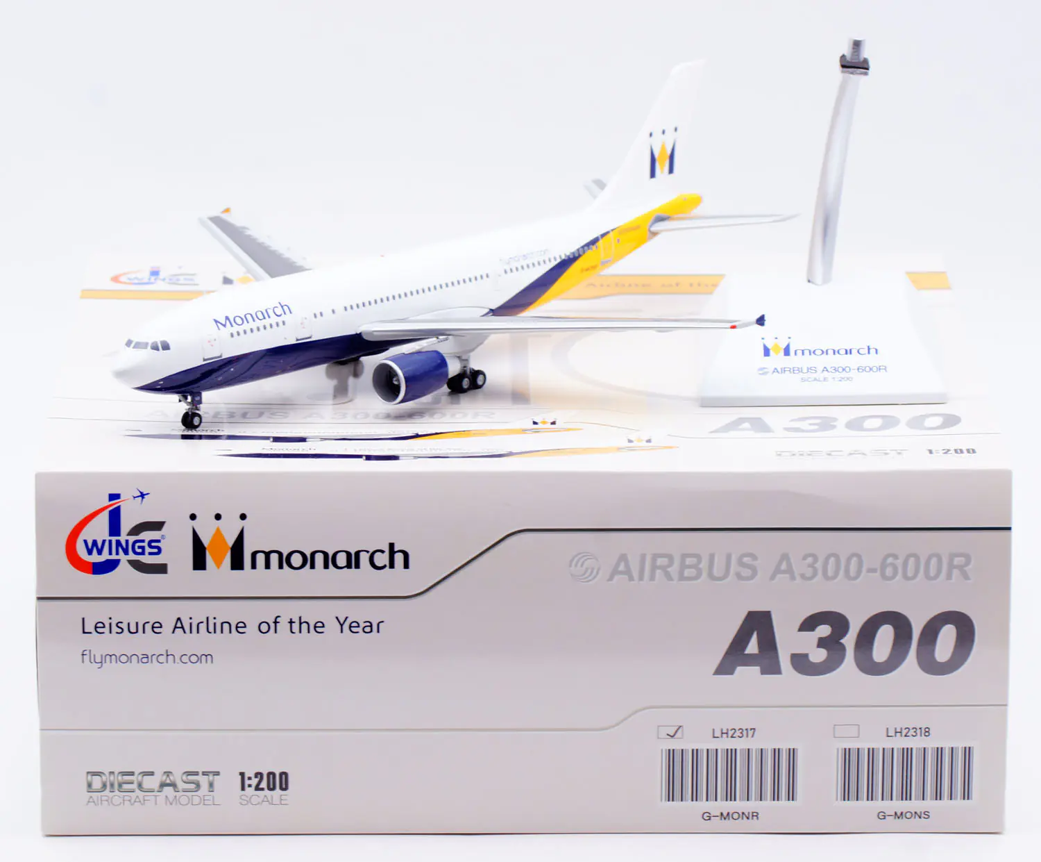 Collectible Diecast Aircraft Model Airbus A300-600R LH2317 JC Wings 1:200 Monarch Airlines Reg: G-MONR