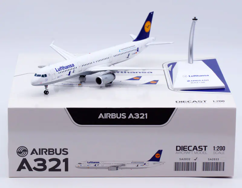 Collectible Diecast Aircraft Model Airbus A321 SA2032 JC Wings 1:200 Lufthansa Airlines Reg: D-AIRR