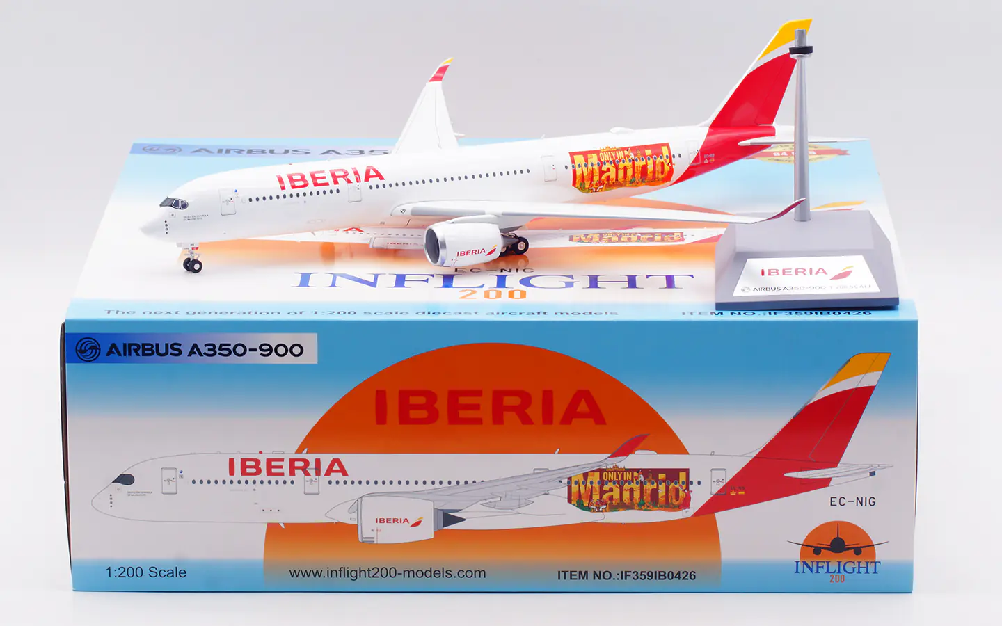 Collectible Diecast Aircraft Model Airbus A350-900 IF359IB0426 INFLIGHT 1:200 Iberia Airlines Reg: EC-NIG