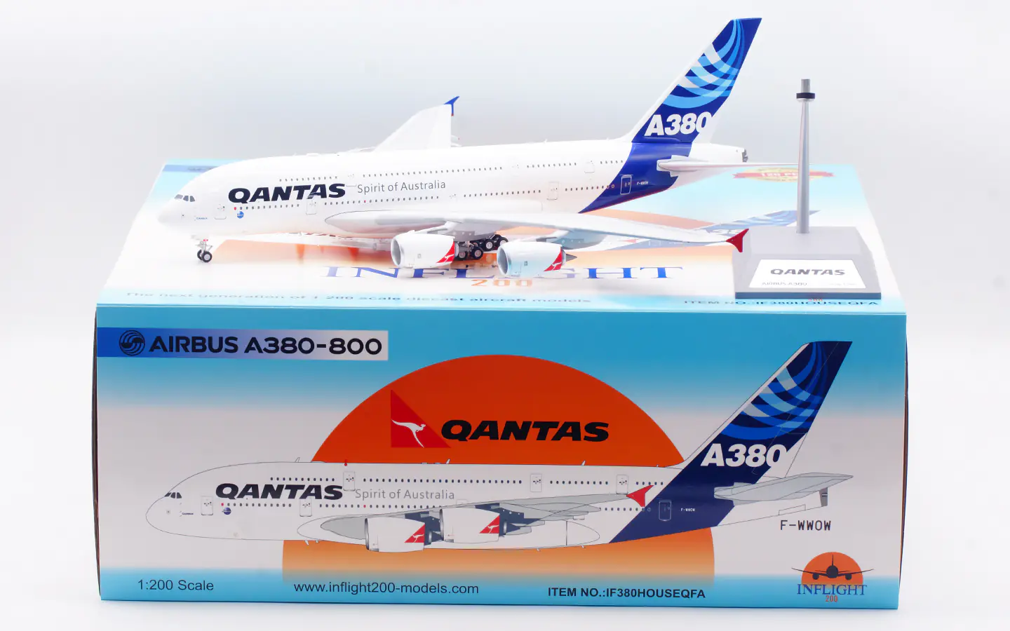 Collectible Diecast Aircraft Model Airbus A380-800 IF380HOUSEQFA INFLIGHT 1:200 Qantas (Airbus) Reg: F-WWOW