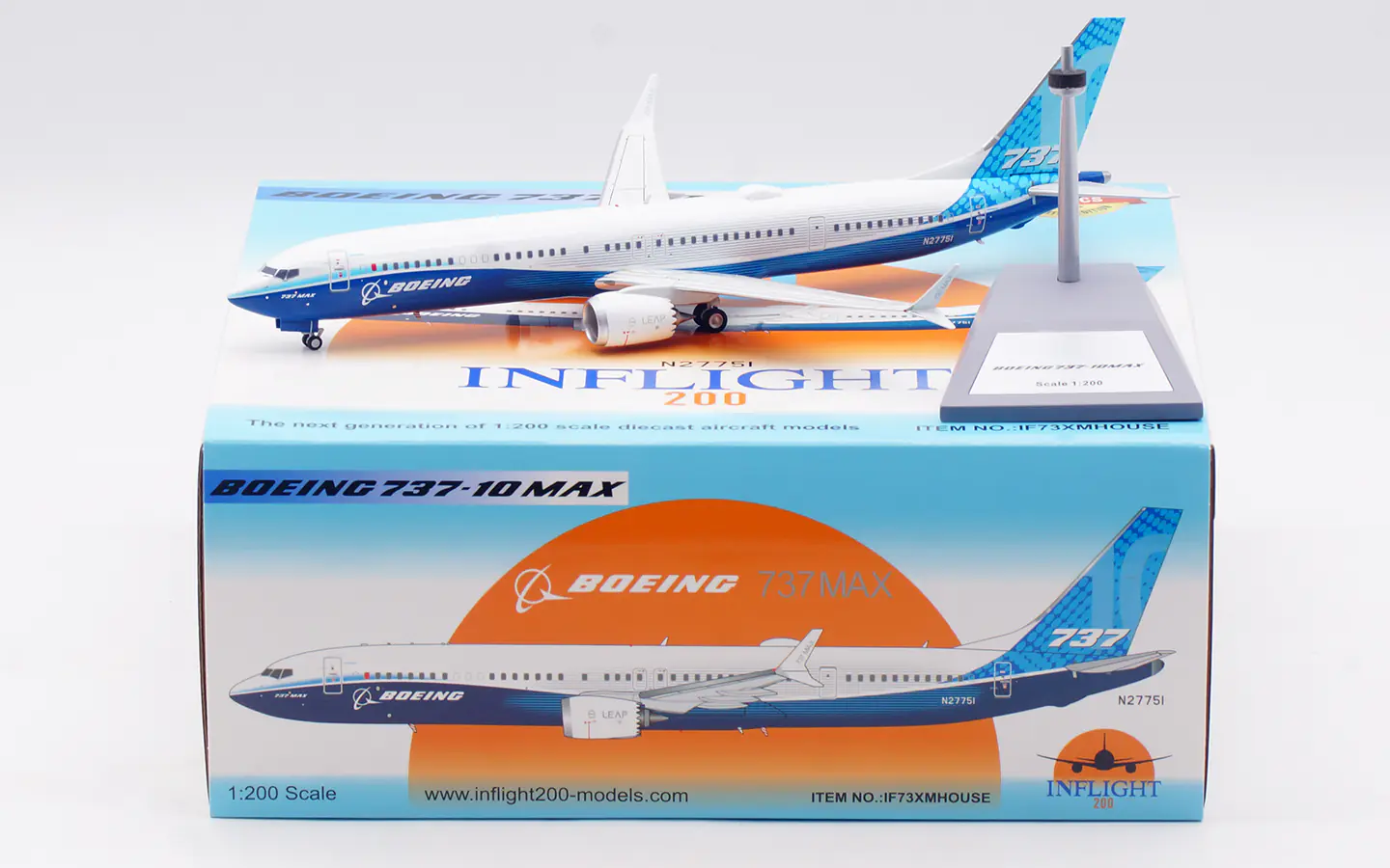 Collectible Diecast Aircraft Model Boeing B737-10 MAX IF73XMHOUSE INFLIGHT 1:200 "House Color" Reg: N27751