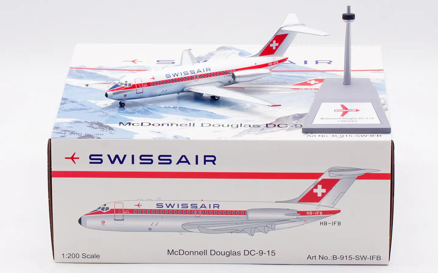 Collectible Diecast Aircraft Model McDonnell Douglas DC-9-15 B-915-SW-IFB B-Models 1:200 SWISSAIR Reg: HB-IFB