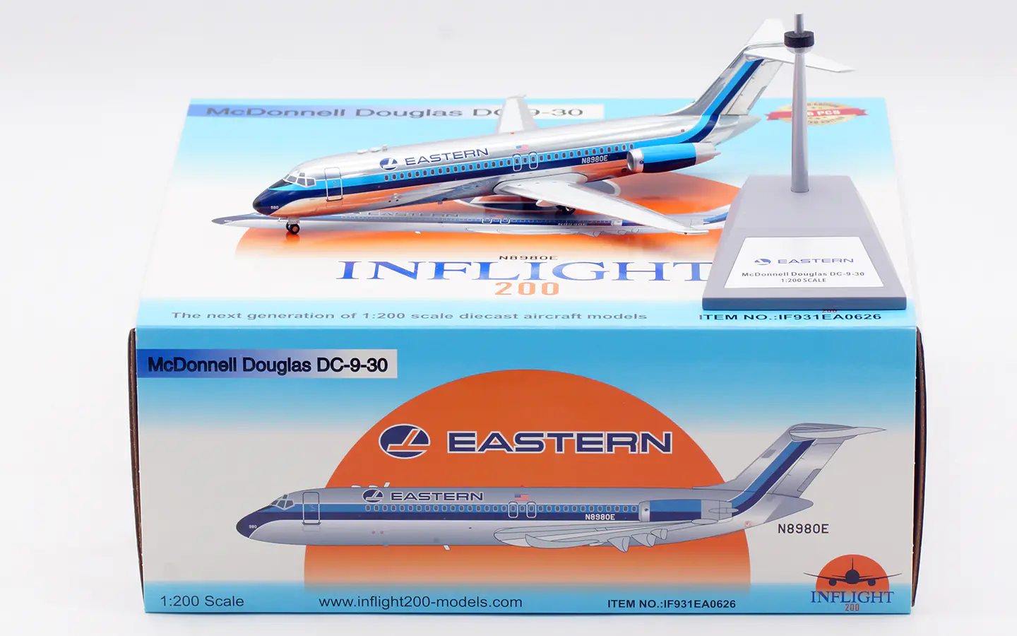 Collectible Diecast Aircraft Model McDonnell Douglas DC-9-30 IF931EA0626 INFLIGHT 1:200 EASTERN Reg: N8980E
