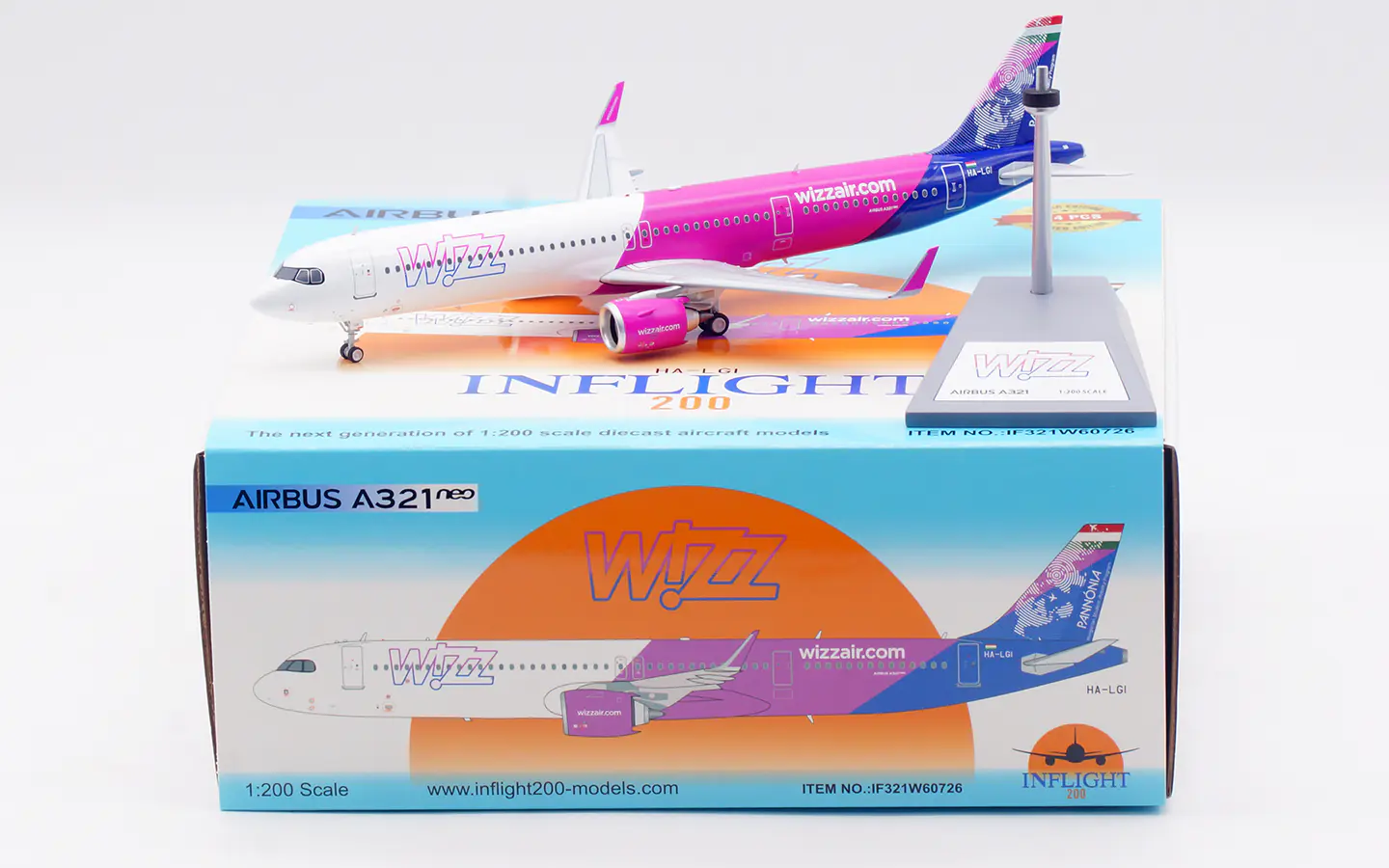 Collectible Diecast Aircraft Airbus A321neo IF321W60726 INFLIGHT 1:200 Wizz Air Reg: HA-LGI