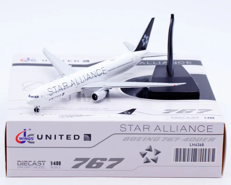 Collectible Diecast Aircraft Model Boeing B7677-400ER LH4368 JC Wings 1:400 United Airlines Reg: N76055