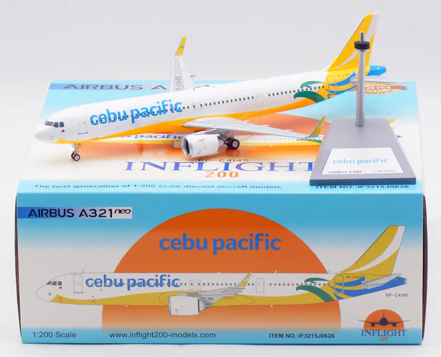 Collectible Diecast Aircraft Model Airbus A321neo IF3215J0626 INFLIGHT 1:200 Cebu Pacific Air Reg: RP-C4145