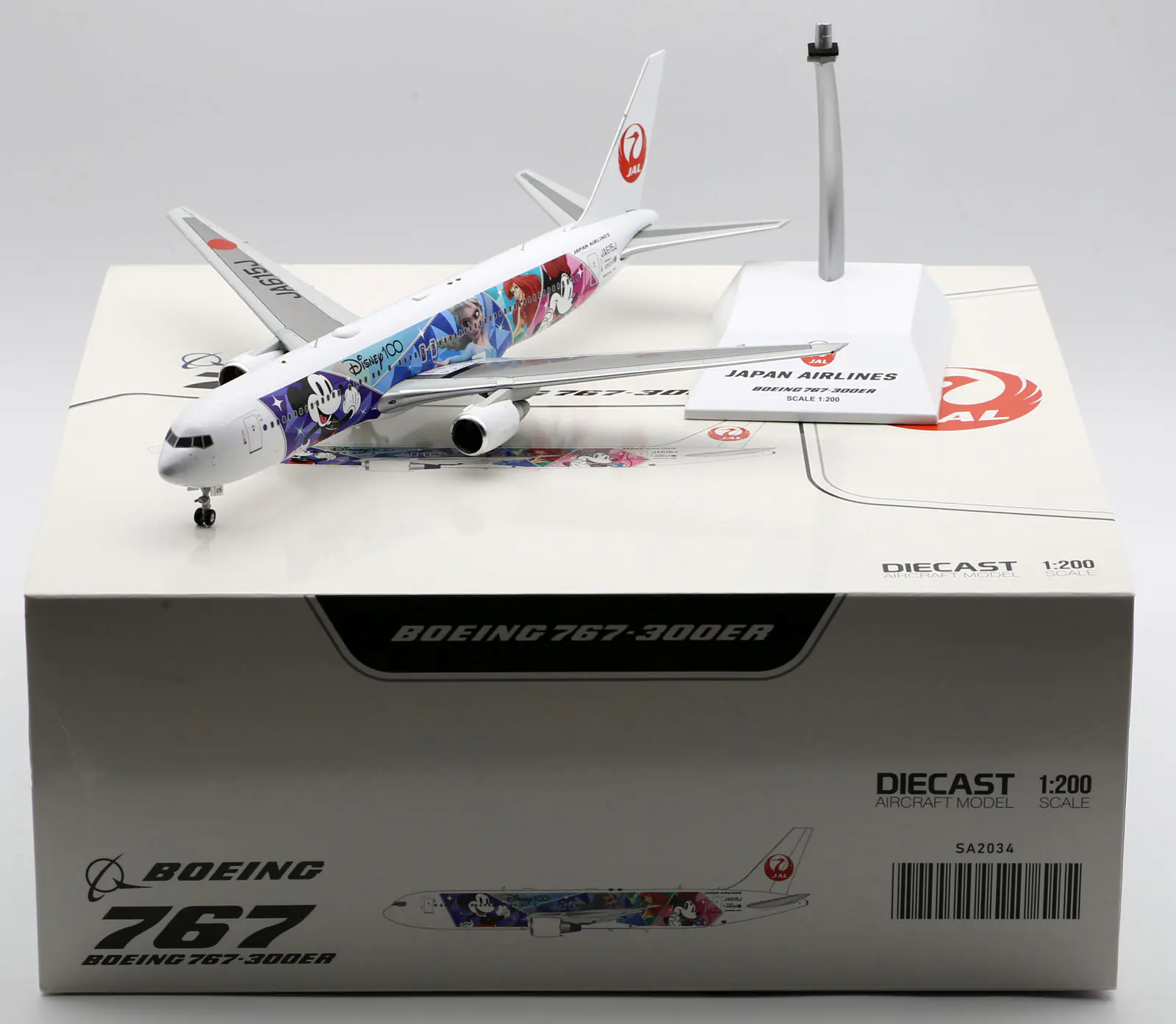 Collectible Diecast Aircraft Model Boeing B767-300ER SA2034 JC Wings 1:200 Japan Airlines JAL Reg: JA615J