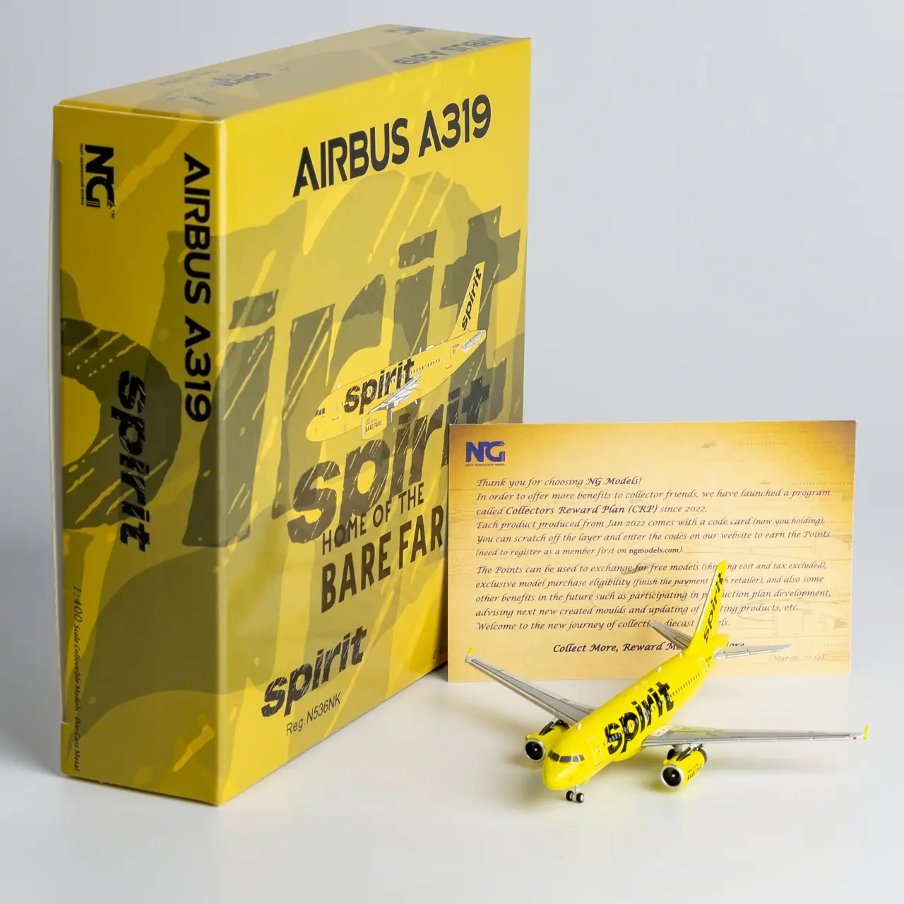 Collectible Diecast Aircraft Model Airbus A319-100 49023 NG Models 1:400 Spirit Airlines Reg: N536NK