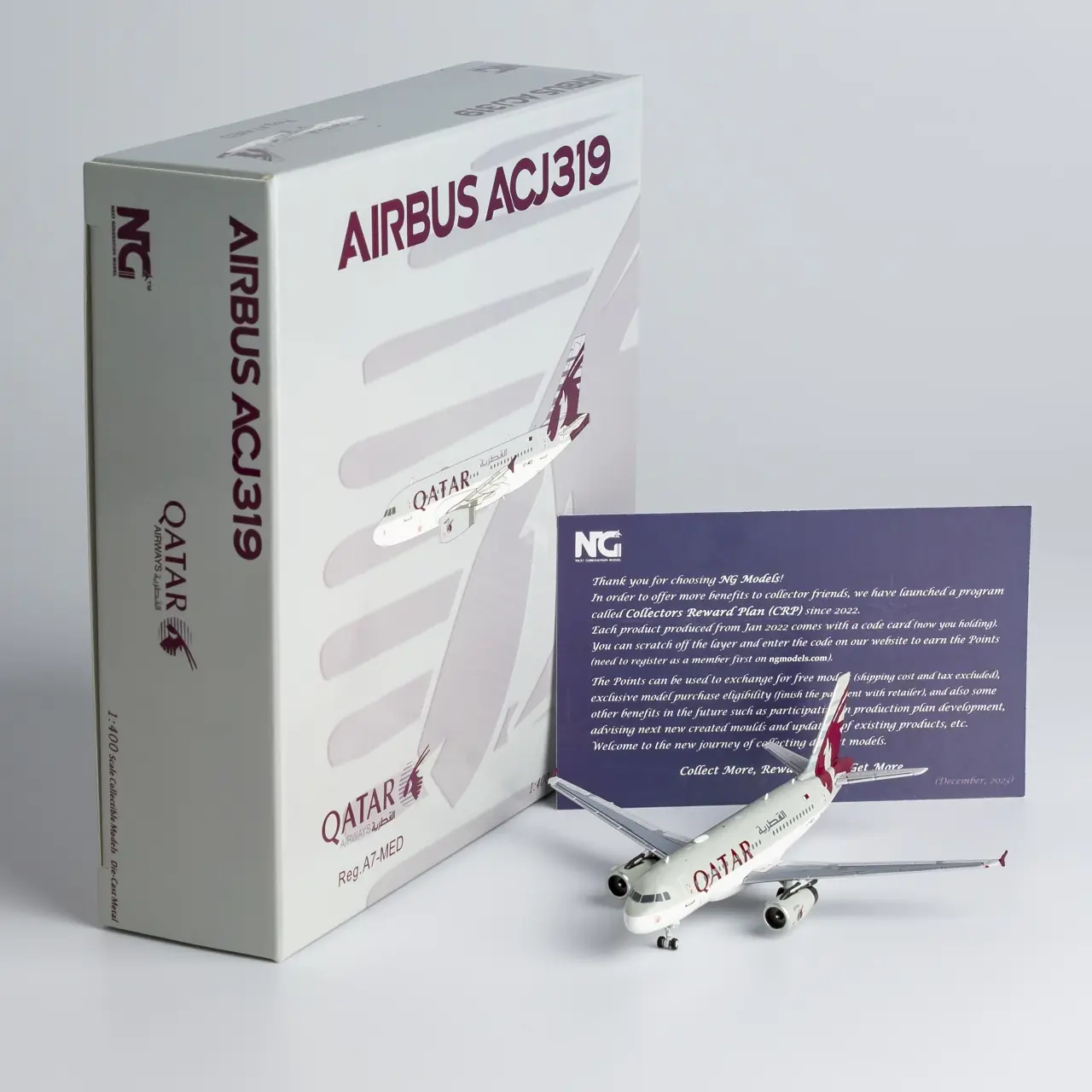 Collectible Diecast Aircraft Model Airbus A319-100 ACJ 49028 NG Models 1:400 Qatar Amiri Flight Reg: A7-MED