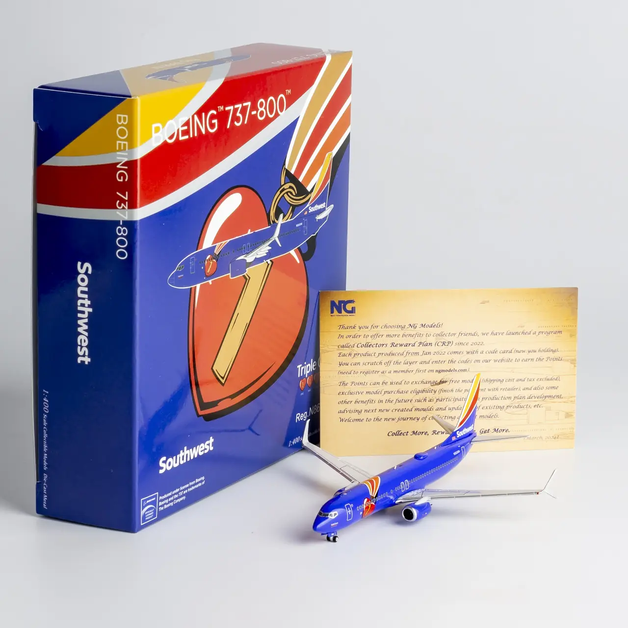 Collectible Diecast Aircraft Model Boeing B737-800 58238 NG Models 1:400 Southwest Airlines Reg: N8681M
