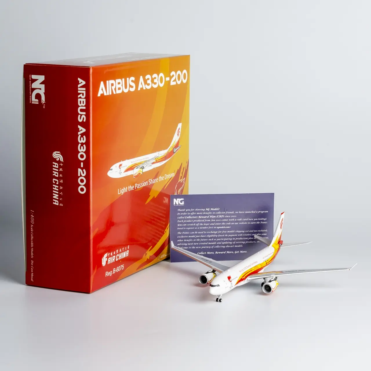 Collectible Diecast Aircraft Model Airbus A330-200 61092 Olympic Games(Torch relay) NG Models 1:400 Air China Reg: B-6075