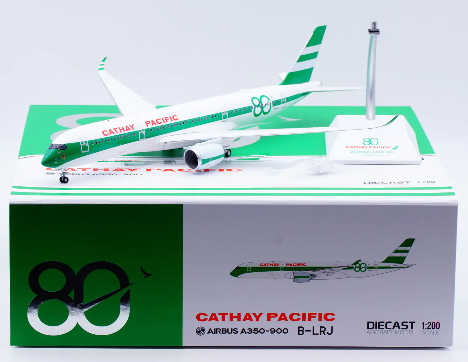 Collectible Diecast Aircraft Model Airbus A350-900 SA2115 JC Wings 1:200 Cathay Pacific Airways [80Years] Reg: B-LRJ