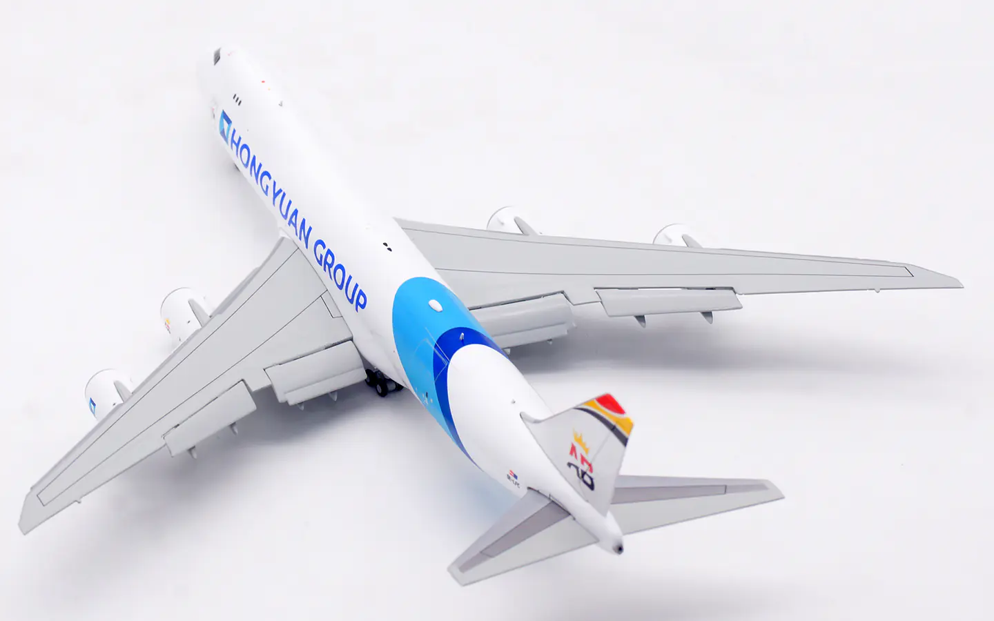 Collectible Diecast Aircraft Model Boeing B747-8F B633001F HX Models 1:400 Air Belgium Hongyuan Group Reg: OE-LFC Flaps Down