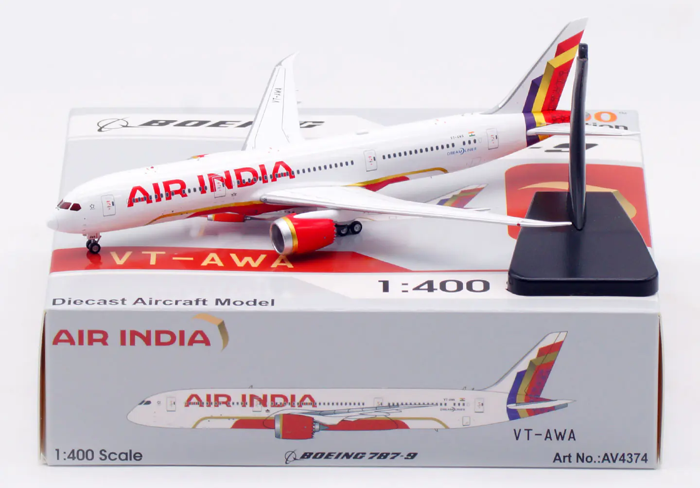 Collectible Diecast Aircraft Model Boeing B787-9 AV4374 Aviation 1:400 AIR INDIA Reg: VT-AWA