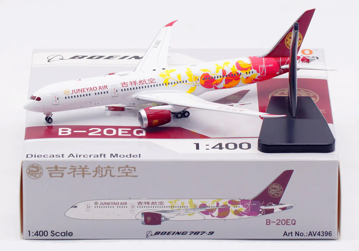 Collectible Diecast Aircraft Model Boeing B787-9 AV4396 Aviation 1:400 JUNEYAO AIR Reg: B-20EQ