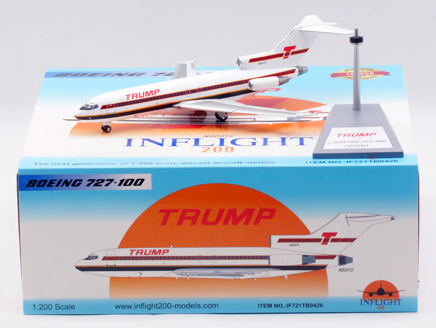 Collectible Diecast Aircraft Model Boeing B727-100 IF721TB0426 INFLIGHT 1:200 Trump Shuttle Reg: N903TS