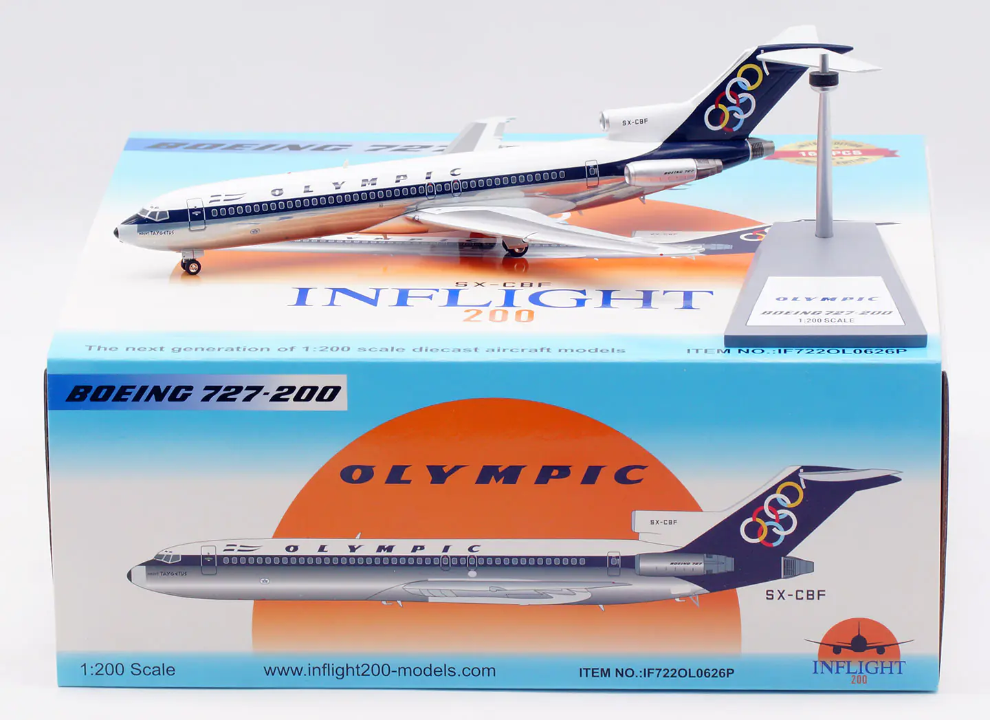 Collectible Diecast Aircraft Model Boeing B727-200 IF722OL0626P INFLIGHT 1:200 Olympic Reg: SX-CBF
