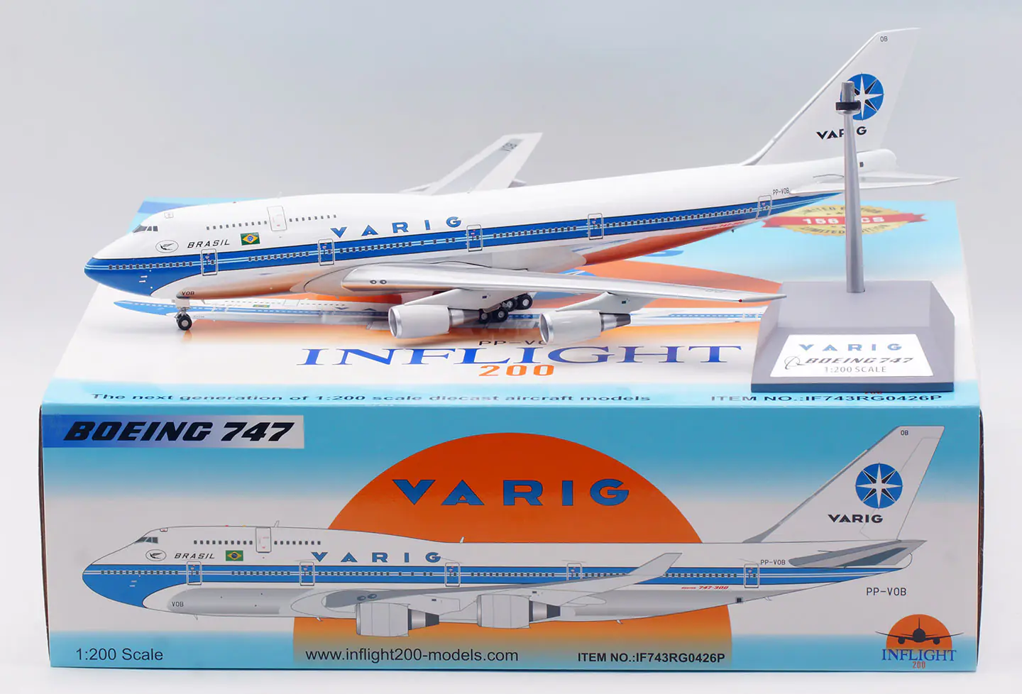 Collectible Diecast Aircraft Model Boeing B747-300 IF743RG0426P INFLIGHT 1:200 Varig Reg: PP-VOB