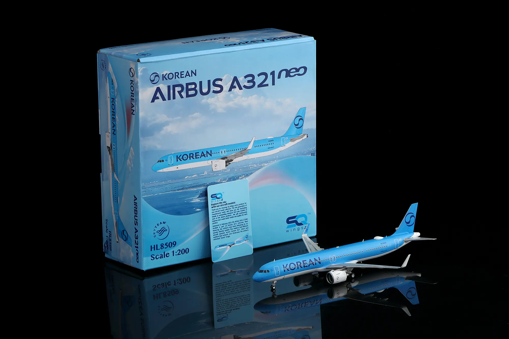 Collectible Diecast Aircraft Model Airbus A321 L2268 SQ Wings 1:200 Korean Air Reg: HL8509